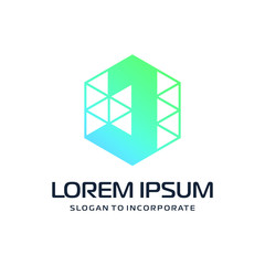 Letter J abstract Logo Template. construction concept. digital technology logo - vector