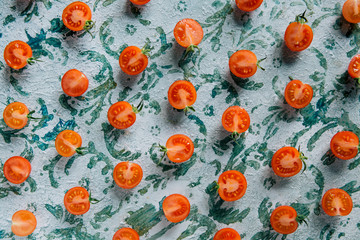 Fresh slices of cherry tomatoes