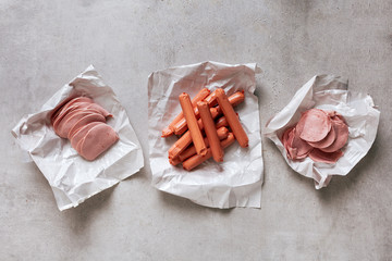 Frankfurter and salami