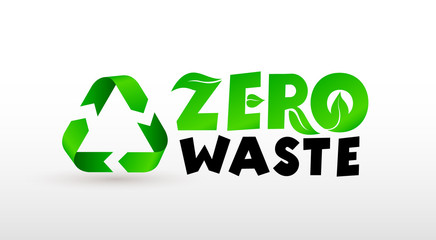 Zero waste design lettering. Unique hand drawn nursery poster. Cute phrases calligraphy. Poster, card, banner, t-shirt design element. Vector illustration. Isolated on white background.