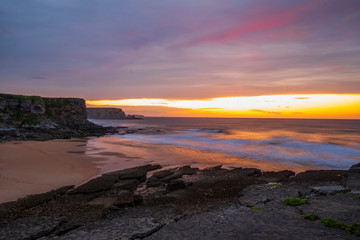 sunset on beach Cantabria Spain