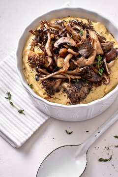 Stock Photo of Sheet Pan Roasted Mushrooms and Garlic