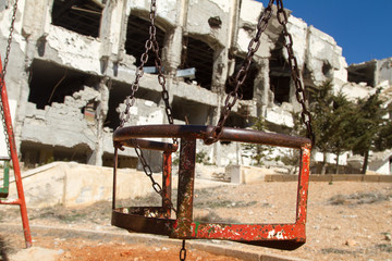 Devastated playground in Syria