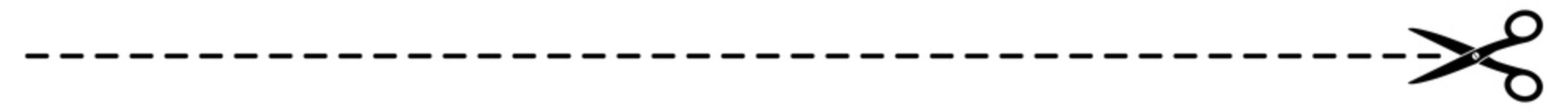 gz460 GrafikZeichnung - german: Schere Symbol mit Schnittlinien / Strichlinie - english: scissors with cut lines icon / dash line. simple template isolated on white background - banner 14to1 g8508
