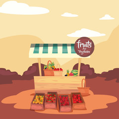 street market commerce flat design