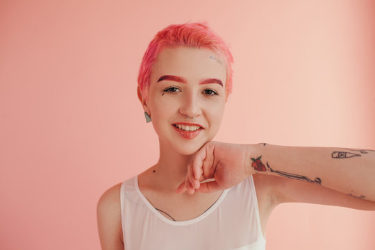 Young woman in lingerie laughing