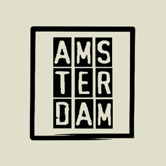 Amsterdam -  Typography graphic design for t-shirt graphics, banner, fashion prints, slogan tees, stickers, cards, posters and other creative uses