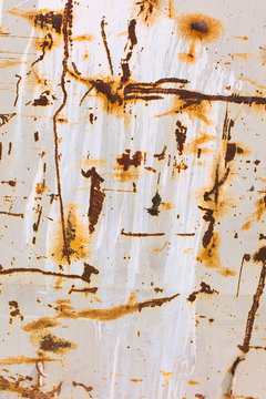 Detail of rusty metal trash container