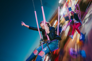 mother and daughter at amusement park