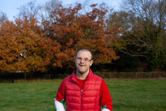 Portrait of man with down syndrome.