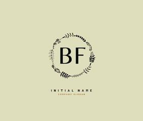 B F BF Beauty vector initial logo, handwriting logo of initial signature, wedding, fashion, jewerly, boutique, floral and botanical with creative template for any company or business.