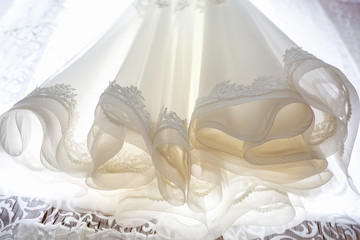 lush hem bottom of the wedding dress, cloaks and ruches