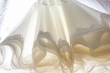 lush hem bottom of the wedding dress, cloaks and ruches