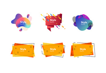 Abstract colorful banners set. Modern dynamic geometric shapes with sample text. Trendy minimal templates for presentations, banners, posters and flyers. Vector illustration
