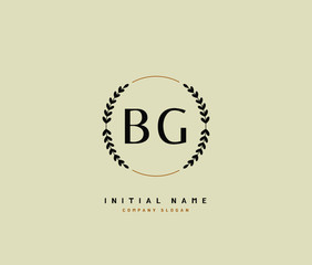 B G BG Beauty vector initial logo, handwriting logo of initial signature, wedding, fashion, jewerly, boutique, floral and botanical with creative template for any company or business.