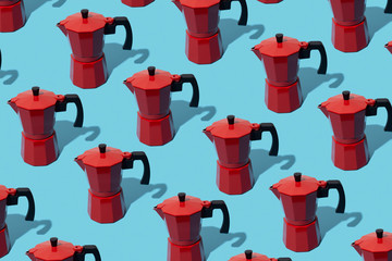 mosaic of red moka pots
