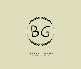B G BG Beauty vector initial logo, handwriting logo of initial signature, wedding, fashion, jewerly, boutique, floral and botanical with creative template for any company or business.