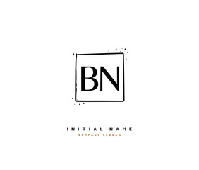 B N BN Beauty vector initial logo, handwriting logo of initial signature, wedding, fashion, jewerly, boutique, floral and botanical with creative template for any company or business.