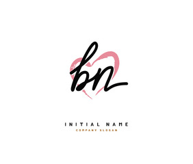 B N BN Beauty vector initial logo, handwriting logo of initial signature, wedding, fashion, jewerly, boutique, floral and botanical with creative template for any company or business.