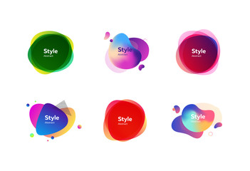 Multi-colored abstract liquid shapes. Dynamical colored forms. Gradient banners with flowing liquid shapes. Template for design of commercial, landing page or presentation. Vector illustration