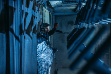 Worker painter at industrial factory