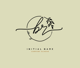 B R BR Beauty vector initial logo, handwriting logo of initial signature, wedding, fashion, jewerly, boutique, floral and botanical with creative template for any company or business.
