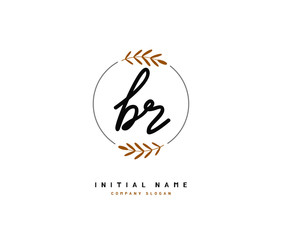 B R BR Beauty vector initial logo, handwriting logo of initial signature, wedding, fashion, jewerly, boutique, floral and botanical with creative template for any company or business.