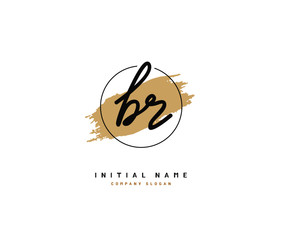 B R BR Beauty vector initial logo, handwriting logo of initial signature, wedding, fashion, jewerly, boutique, floral and botanical with creative template for any company or business.