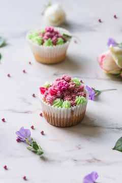 pretty cupcakes on a marble background
