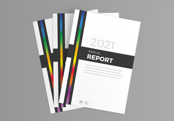 Report Cover Layout with Colorful Line Accents