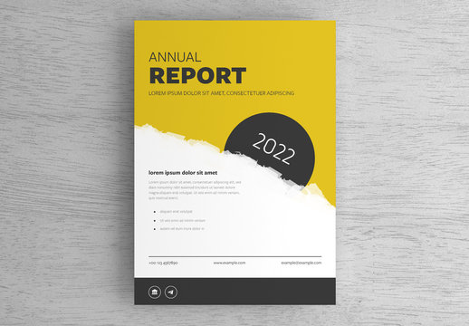 Annual Report Cover Layout with Yellow Accents