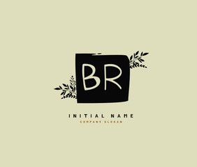 B R BR Beauty vector initial logo, handwriting logo of initial signature, wedding, fashion, jewerly, boutique, floral and botanical with creative template for any company or business.