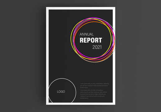 Annual Report Cover Layout with Colorful Circles