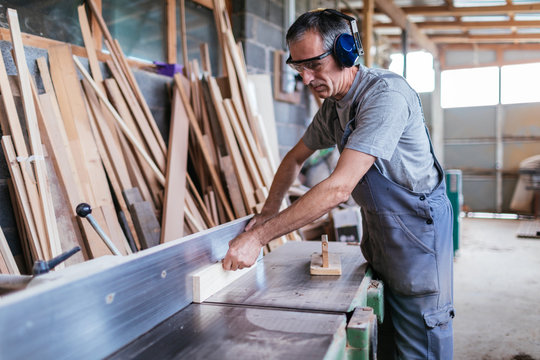 Carpenter working in a workshop