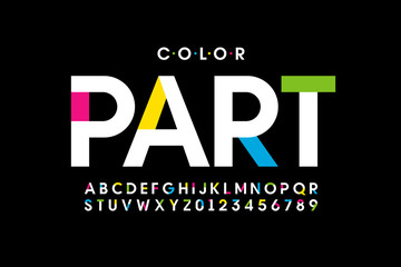 Colorful style font design, alphabet letters and numbers