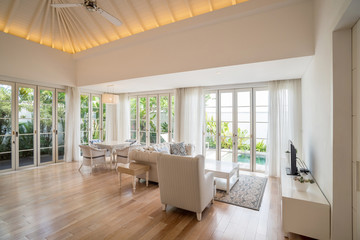 Spacious living room in modern contemporary style