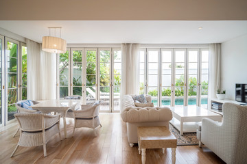 Spacious living room in modern contemporary style