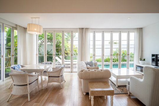 Spacious living room in modern contemporary style