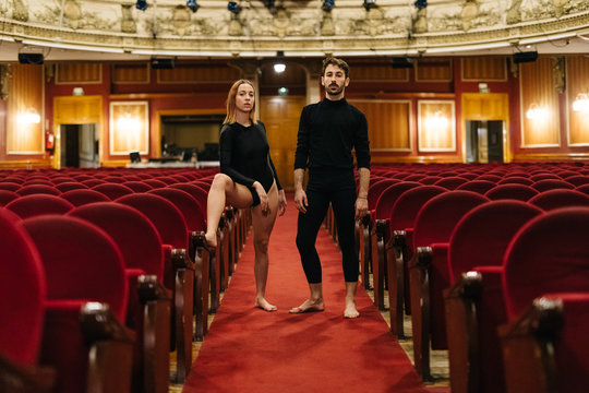 Dancers in theatre auditorium