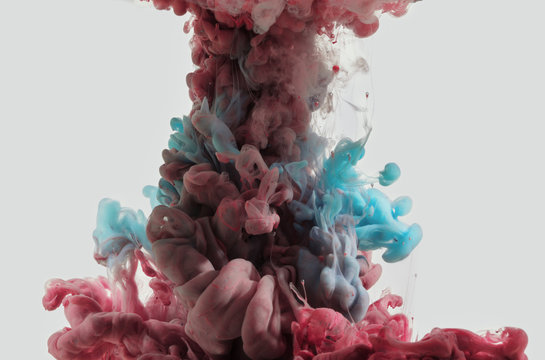 Diffusion of colorful smoke clouds