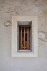 Wooden window, old brown window, antique style.