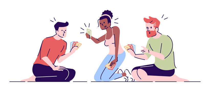 people playing cards, colorful, flat style clip art preview