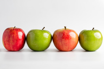 Group of fresh green and red apples