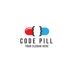 Code pill Logo Vector icon illustration