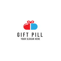 Gift pill Logo Vector icon illustration