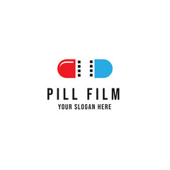 Pill film Logo Vector icon
