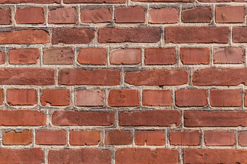 Old red brick wall background