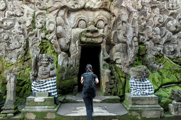 Woman entering the Elephant Cave