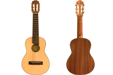 Fototapeta premium Guitalele front and back on a white background