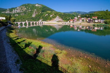 Fototapeta na wymiar The Old Bridge over the River Drina in Visegrad (Bosnia and Herzegovina)
